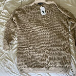 Women's Tan Knit Sweater Dress with tie